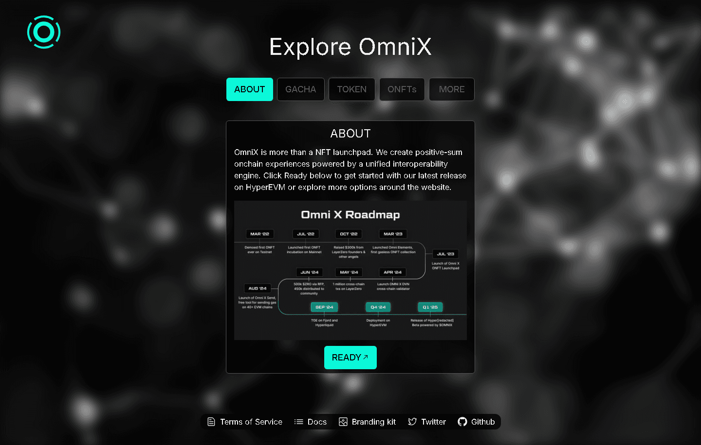 Omni-X omnichain NFT marketplace landing page
