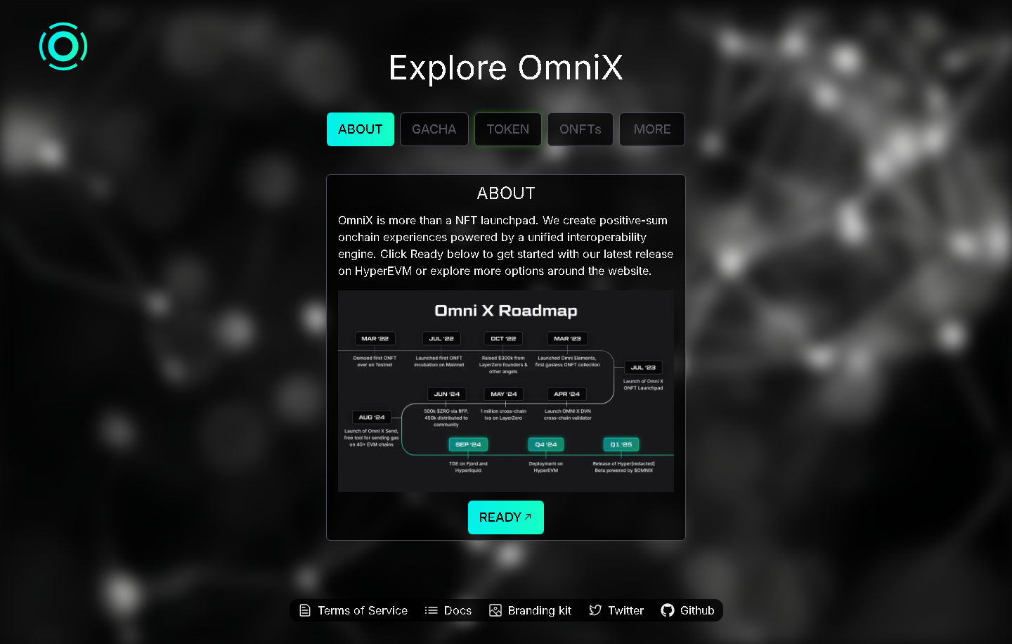 Omni-X omnichain NFT marketplace landing page